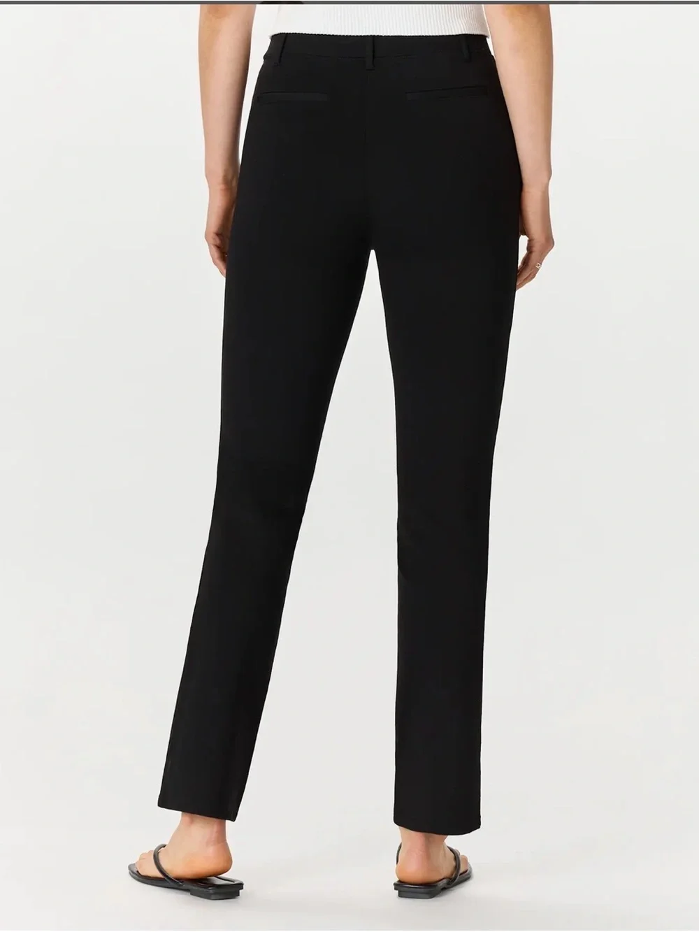 Quince black ultra stretch ponte straight leg pants. Size medium petite.